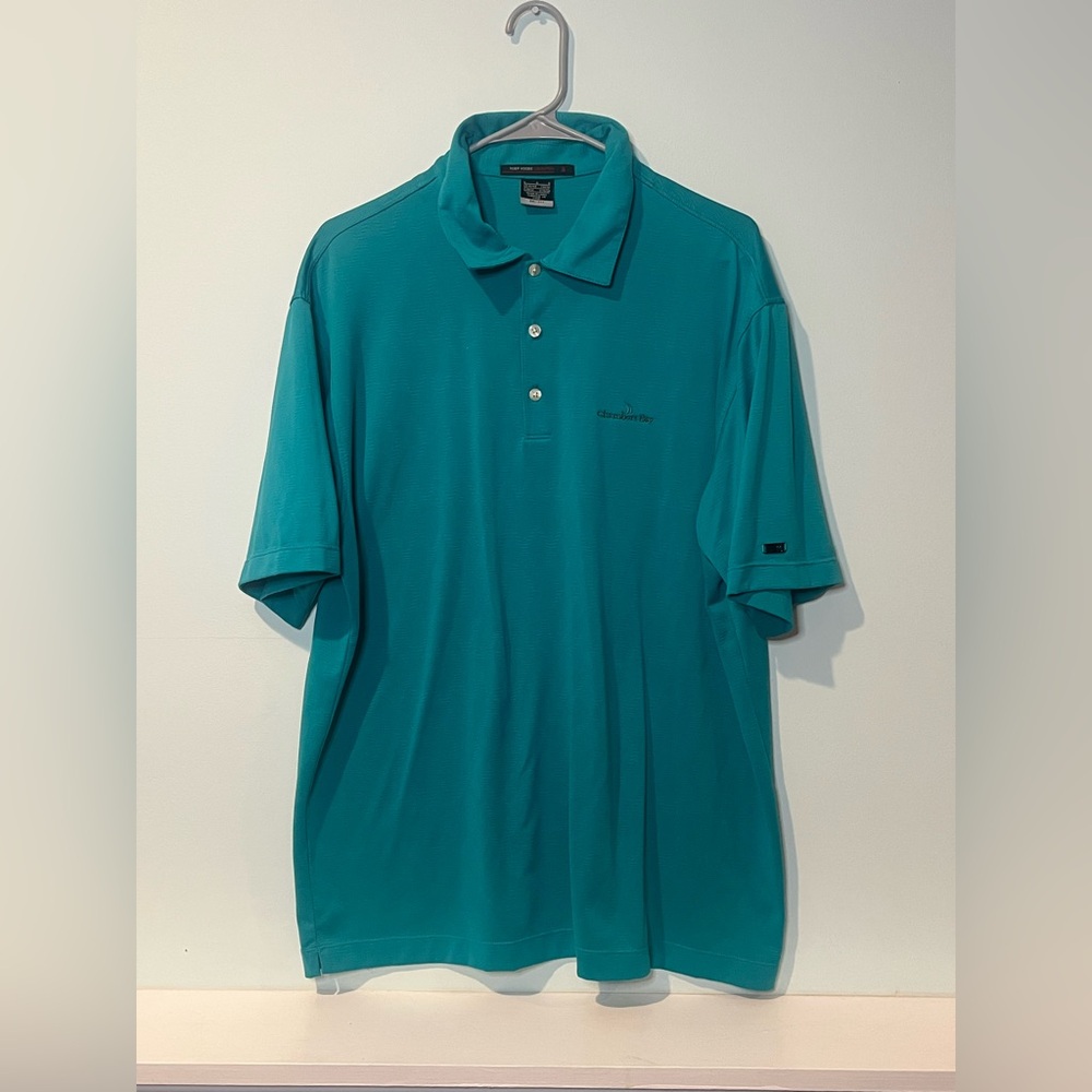 Nike Tiger Woods Collection Chambers Bay Golf Polo Dri-Fit Aqua, Size Large